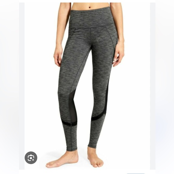 Athleta Plié Gray Leggings w/ mesh - Picture 1 of 3